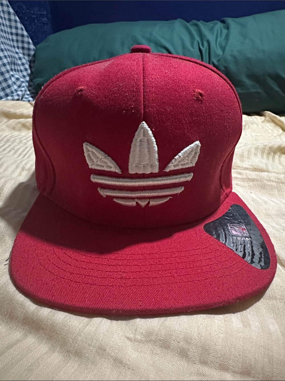 adidas Kids Red Snapback Hat with White Trefoil Embroidery